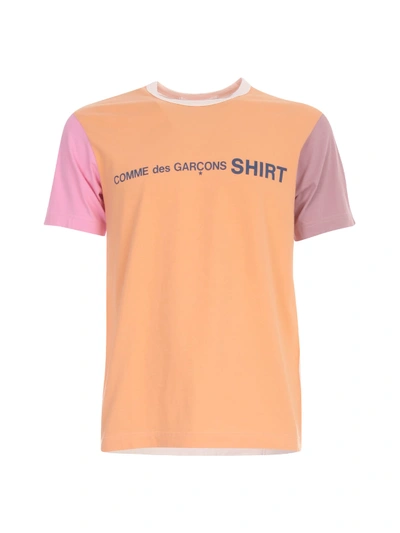 Shop Comme Des Garçons Shirt Cotton Jersey Plain T-shirt W/front Cdg Shirt Logo Front In Light Pink Mix