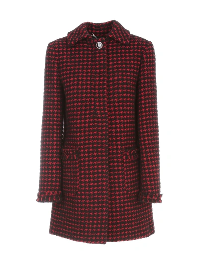 Shop Be Blumarine Short Coat Pied De Poule In Nero Rosso