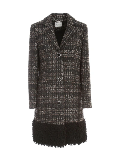 Shop Be Blumarine Chanel Lurex Coat In Nero