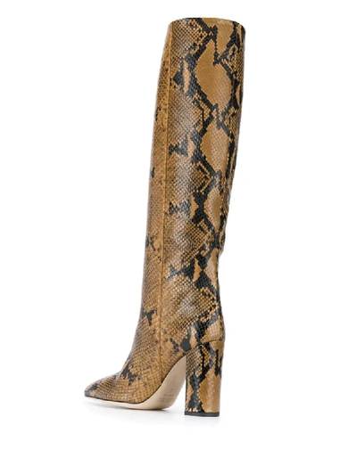 Shop Paris Texas Knee-length Snake Print Boots In Neutrals