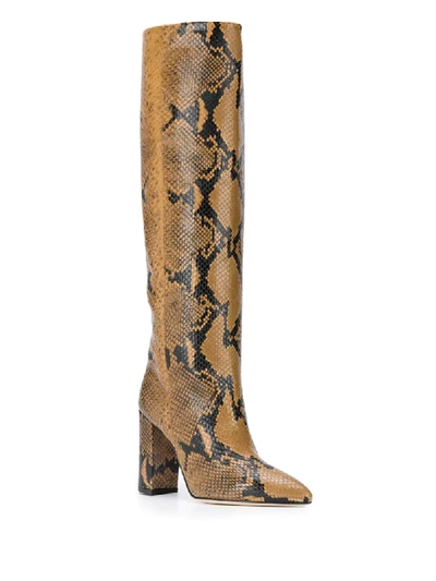 Shop Paris Texas Knee-length Snake Print Boots In Neutrals