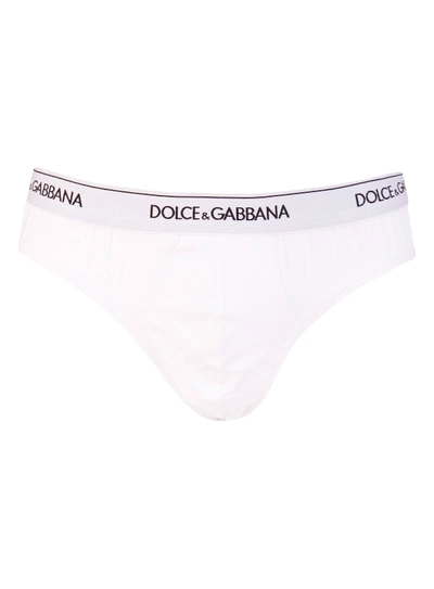 Shop Dolce & Gabbana Underwear Bi-pack Briefs In Bianco
