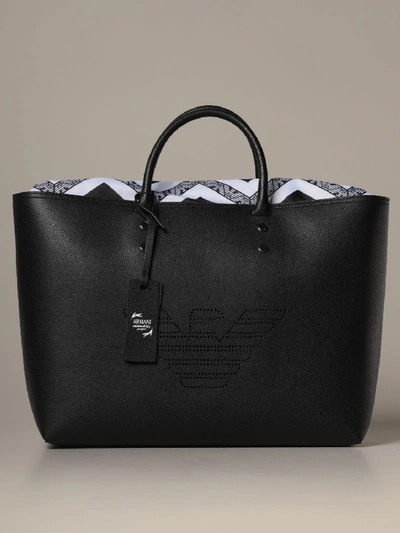 Shop Emporio Armani Bag With Perforated Logo In Black