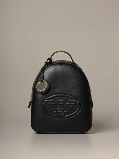 Shop Emporio Armani Backpack With Embossed Logo In Black