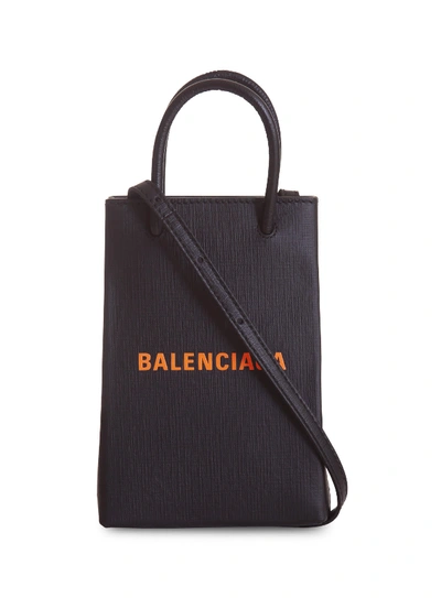 Shop Balenciaga Shopping Phone Holder Bag In Nero