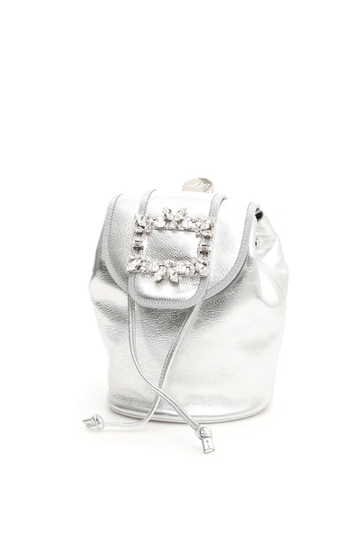 Shop Roger Vivier Rv Broche Mini Backpack In Argento (silver)