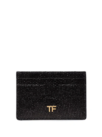 Shop Tom Ford Lizard-effect Card Holder In Black