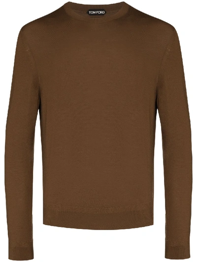 Shop Tom Ford Crew Neck Jumper In Brown