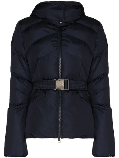 Shop Moncler Aloes Belted Down Puffer Jacket In Blue