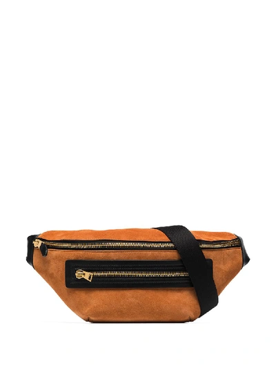 Shop Tom Ford Brushed Suede Belt Bag In Orange