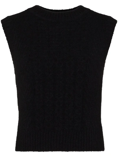 Shop Low Classic Cable-knit Open-back Vest In Black