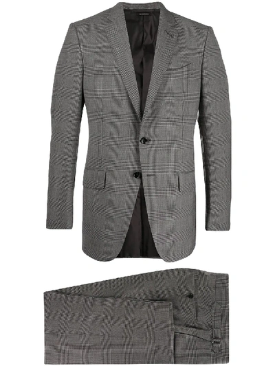 Shop Tom Ford Prince Of Wales Check Suit In Grey