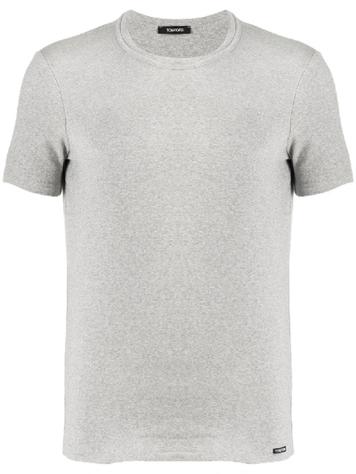 Tom Ford Grey Regular Fit T-shirt With Classic Crew Neckline In Gray