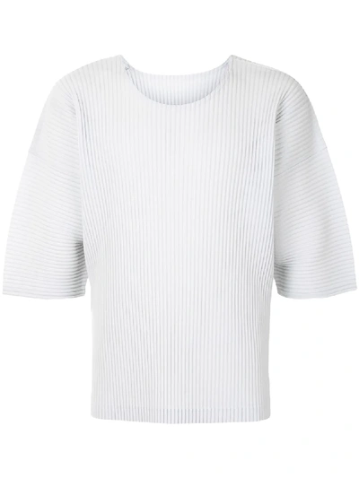 Shop Issey Miyake Curved-sleeve Rib T-shirt In Grey