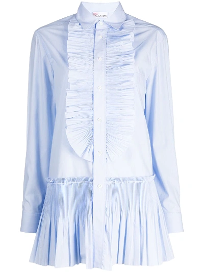 Shop Red Valentino Pleated Detail Shirt In Blue
