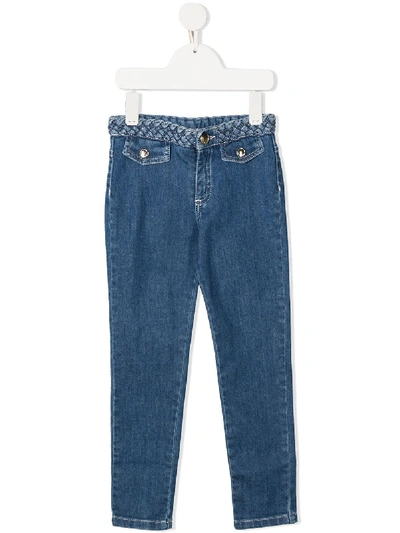 Shop Chloé Braided Trim Slim-fit Jeans In Blue