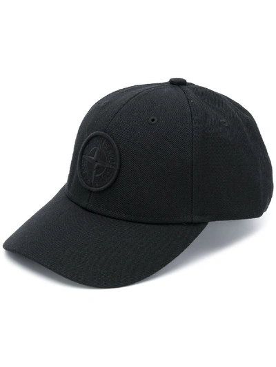 Shop Stone Island Logo Patch Baseball Cap In Black