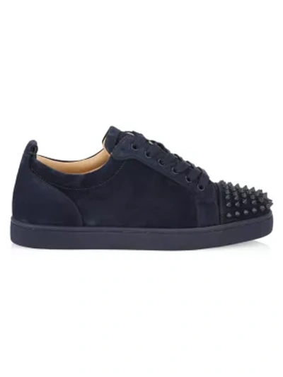 Shop Christian Louboutin Louis Junior Spiked Low-top Sneakers In Blue Scuro