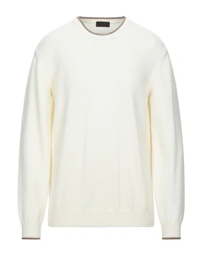 Shop Altea Man Sweater Ivory Size Xl Virgin Wool In White