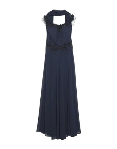 Shop Romeo Gigli Long Dress In Dark Blue