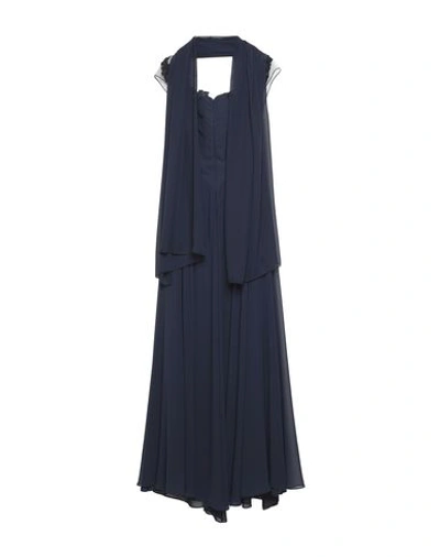 Shop Romeo Gigli Long Dress In Dark Blue