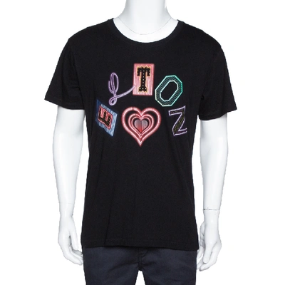 Pre-owned Gucci X Elton John Black Elton Print Cotton Distressed T-shirt S