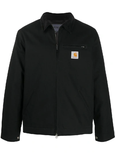 Carhartt Structured Black Cotton Jacket With Classic Collar In Black