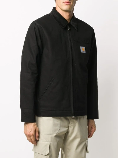 Carhartt Structured Black Cotton Jacket With Classic Collar In Black