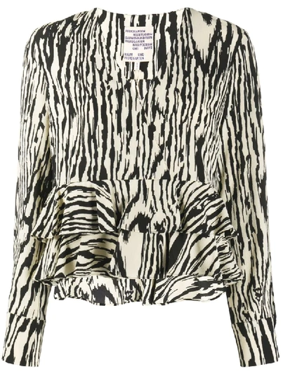 Shop Baum Und Pferdgarten Zebra-print Ruffled Blouse In Neutrals