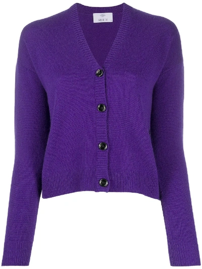 Shop Allude V-neck Cashmere Cardigan In Purple