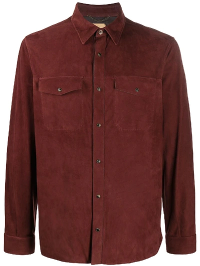 Shop Ajmone Snap-button Shirt In Red