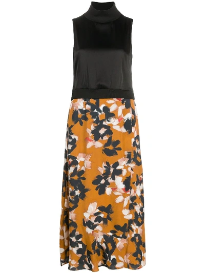 Shop Dorothee Schumacher Contrast-panel Floral Dress In Orange