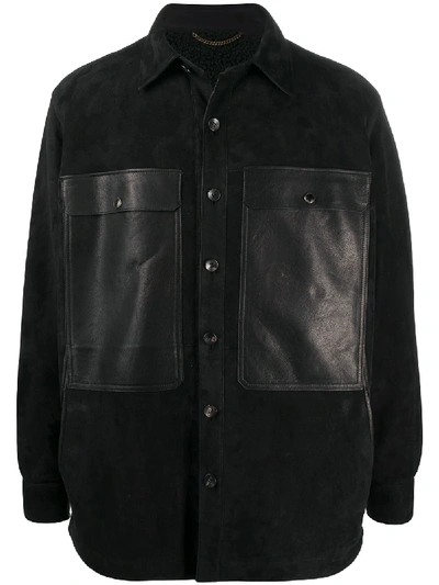 Shop Ajmone Button Shirt Jacket In Black