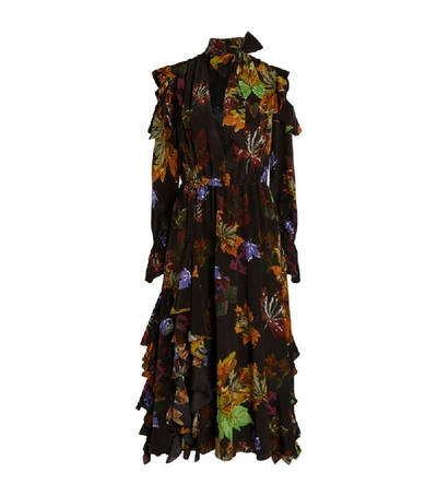 Shop Off-white Leaves Ruffle Maxi Dress