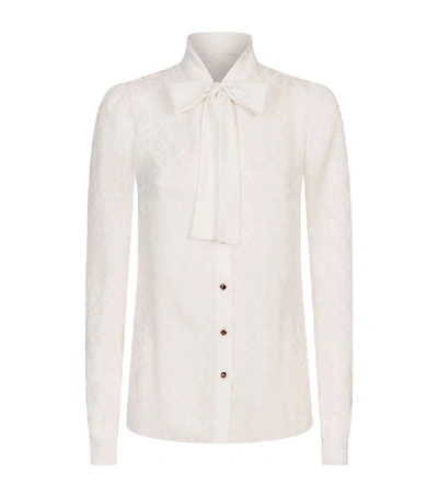 Shop Dolce & Gabbana Silk Jacquard Pussybow-tie Shirt