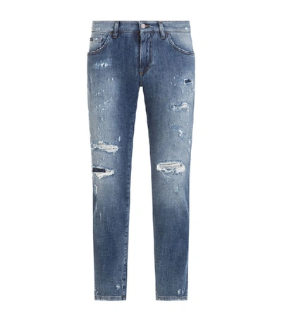 Shop Dolce & Gabbana Distressed Slim Jeans