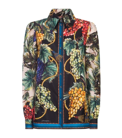 Shop Dolce & Gabbana Silk Grape Print Shirt