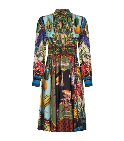 Shop Dolce & Gabbana Autumn Print Pussybow Midi Dress