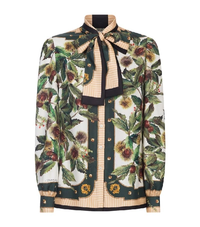 Shop Dolce & Gabbana Silk Chestnut Print Shirt