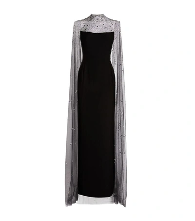 Shop Jenny Packham Embellished-cape Pearle Gown