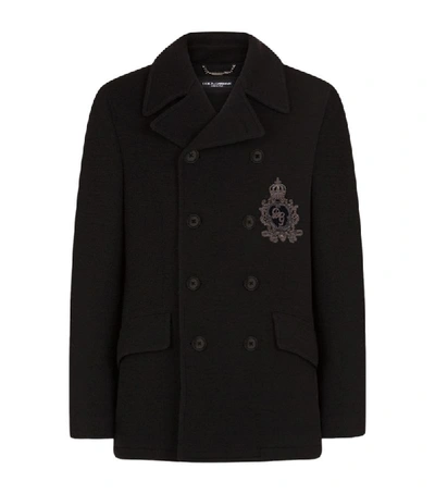 Shop Dolce & Gabbana Wool Crest-embellished Coat