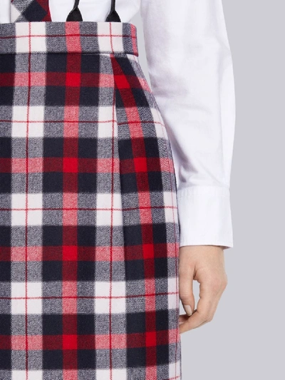 Shop Thom Browne Tricolor Wool Twill Tartan Check High Waisted Pencil Skirt In Red