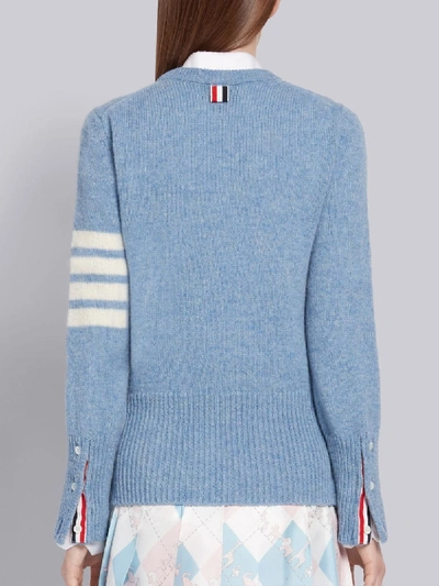 Shop Thom Browne Light Blue Shetland Wool Jersey Classic Crewneck 4-bar Pullover