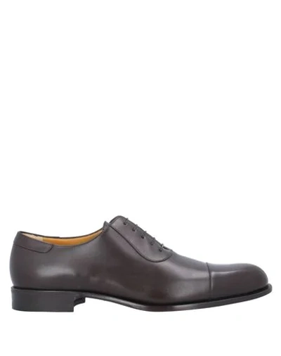 Shop A.testoni A. Testoni Man Lace-up Shoes Dark Brown Size 12.5 Calfskin