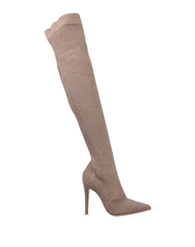 Shop Gianvito Rossi Woman Boot Light Brown Size 7 Textile Fibers In Beige