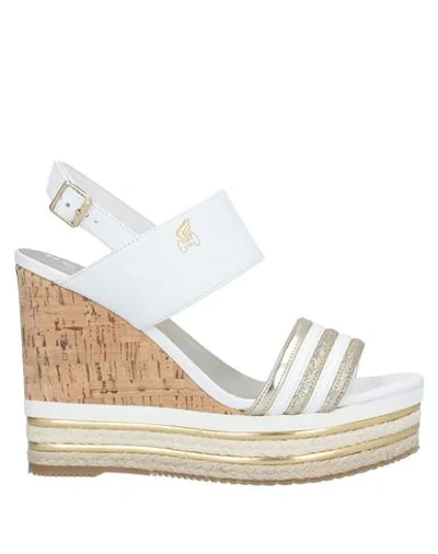 Shop Hogan Woman Sandals White Size 8.5 Soft Leather