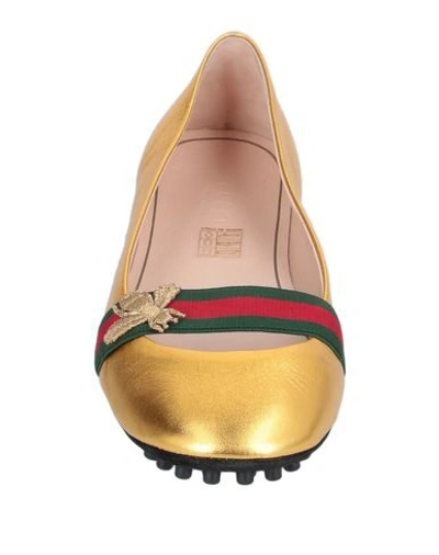 Shop Gucci Ballet Flats In Gold