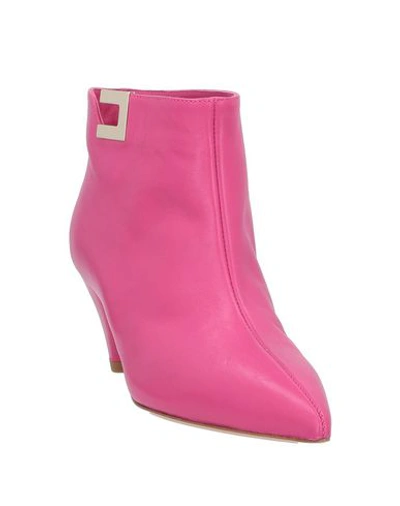 Elisabetta Franchi Woman Ankle Boots Fuchsia Size 7 Leather In Pink