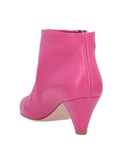 Elisabetta Franchi Woman Ankle Boots Fuchsia Size 7 Leather In Pink