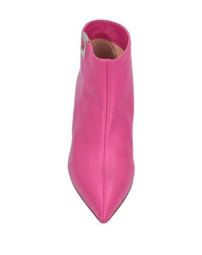 Elisabetta Franchi Woman Ankle Boots Fuchsia Size 7 Leather In Pink